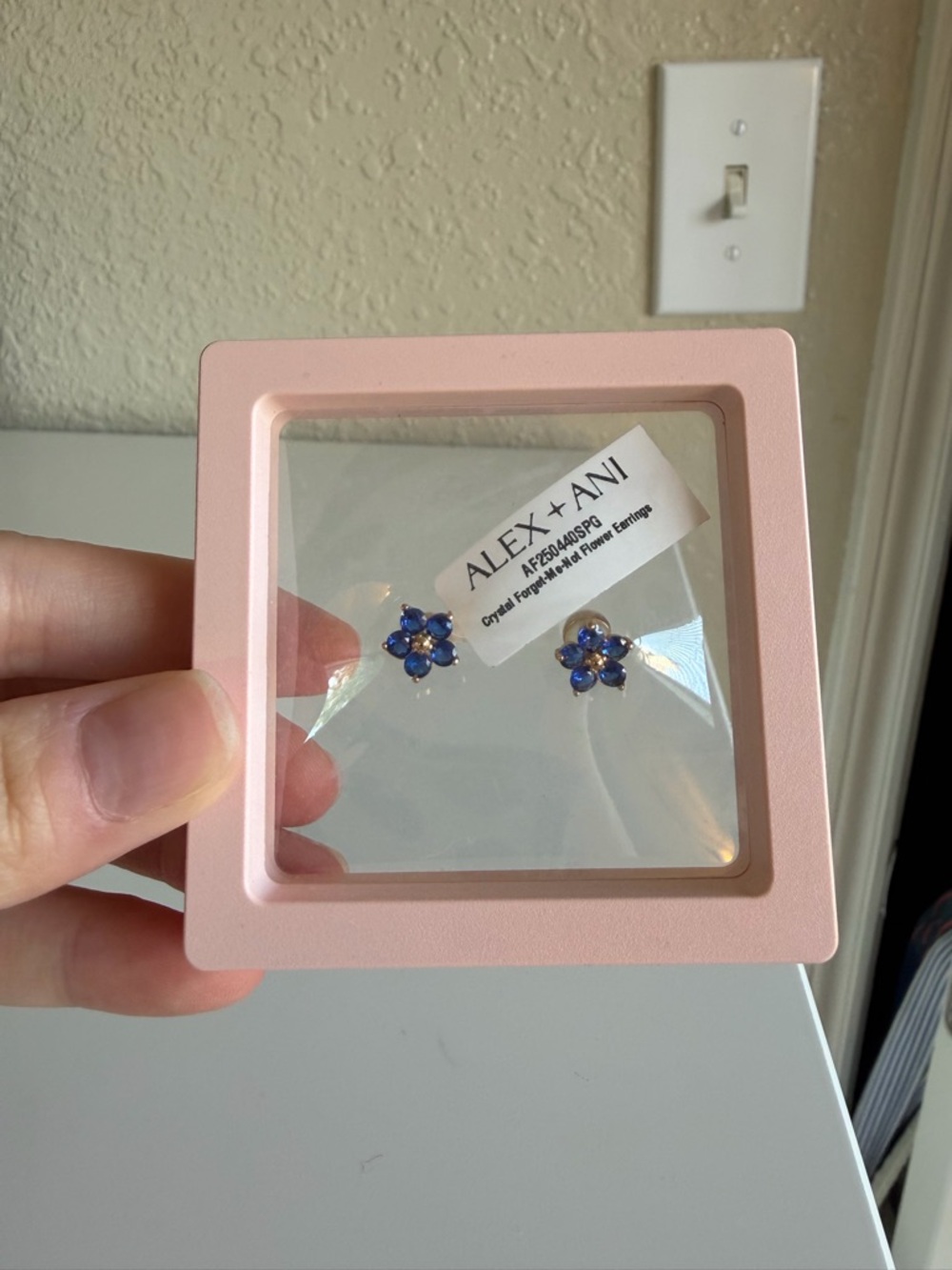 Alex and Ani Purple-Blue Crystal Flower Stud Earrings